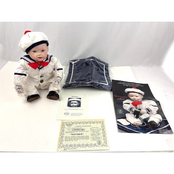 VTG Ashton Drake Matthew Porcelain Doll by Yolanda Bello 1980s Perfect Babies - Picture 1 of 16